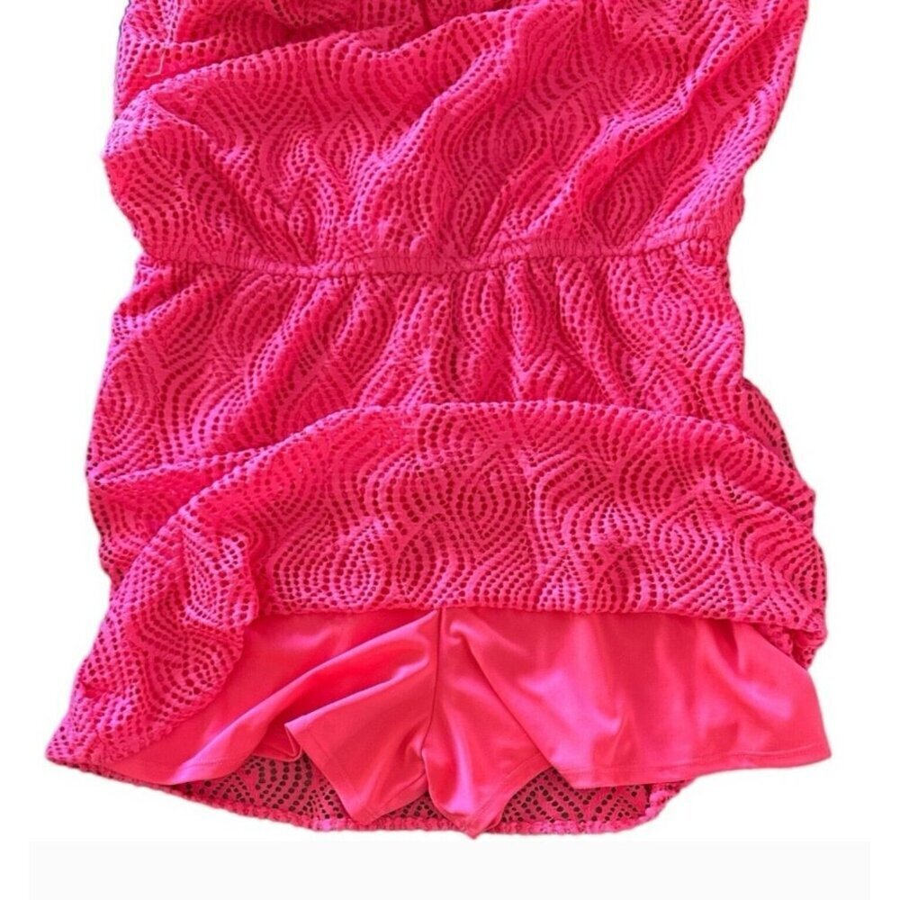 Lilly Pulitzer Alessa Romper Size Medium Crab Claw Coral Flowing Leaf Lace Pink - Picture 9 of 9